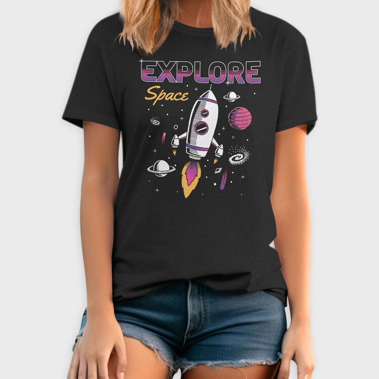 Space Explorer Rocket Ship, Tricou Barbati (Unisex)