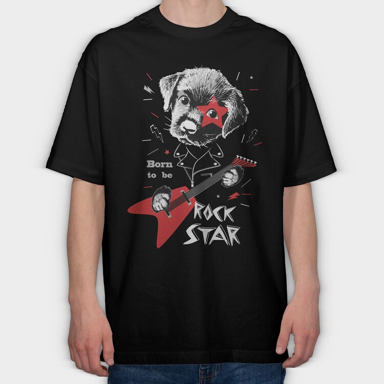 Rockstar Pup, Tricou Oversize Barbati (Unisex)