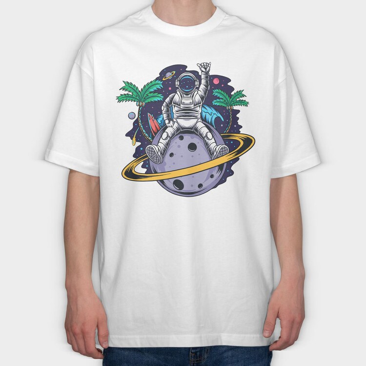Space Palm Astronaut, Tricou Oversize Barbati (Unisex)