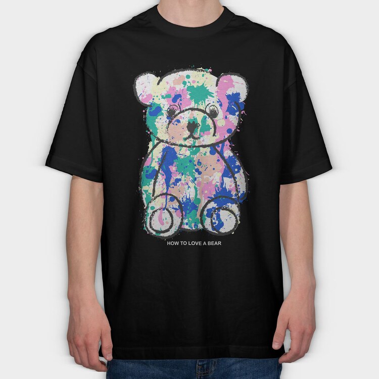 Color Splash Bear, Tricou Oversize Barbati (Unisex)