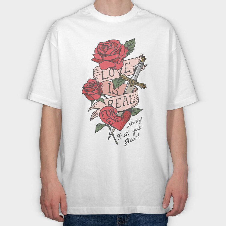 Rose Love Dagger, Tricou Oversize Barbati (Unisex)