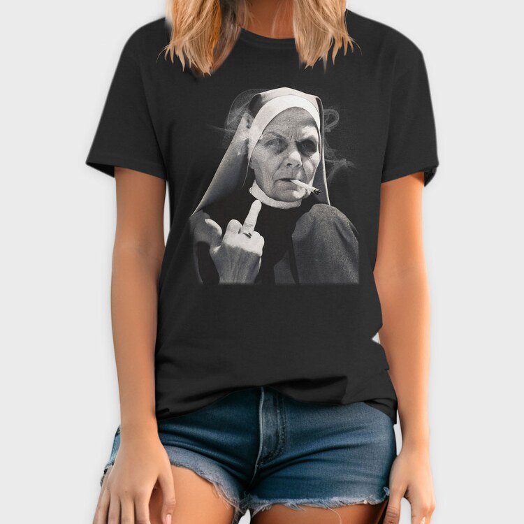 Nun Middle Finger, Tricou Barbati (Unisex)