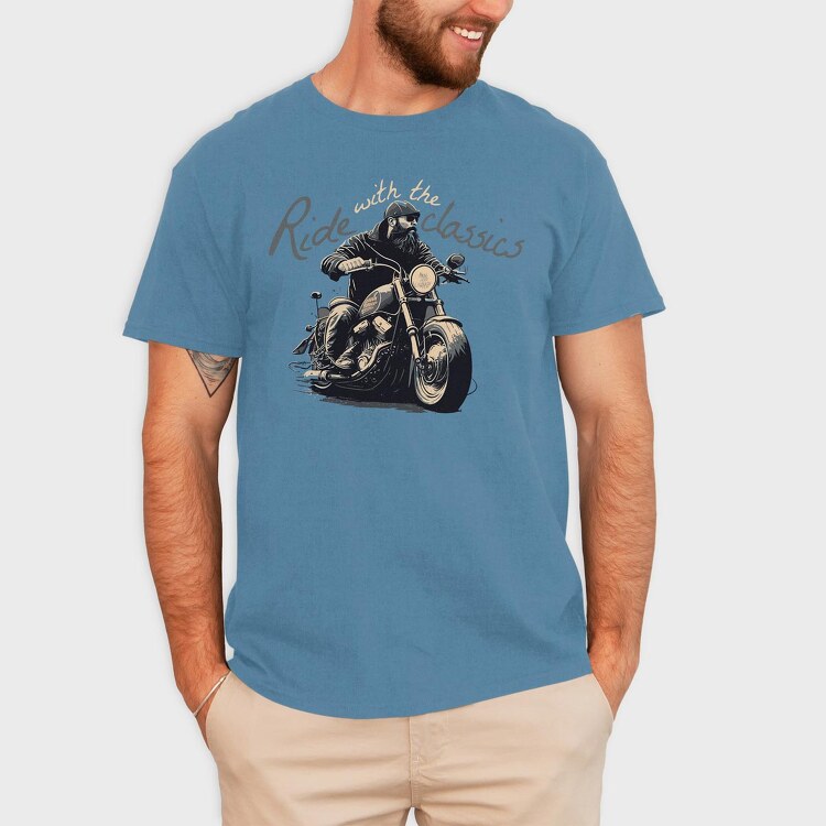 Motorcycle With Rider Ride With the Classics, Tricou Barbati (Unisex)