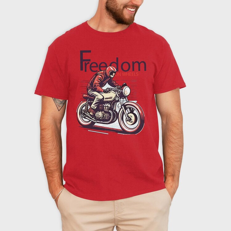 Freedom on Wheels Motorcycle Retro, Tricou Barbati (Unisex)
