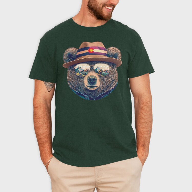 bear face with sunglasses, Tricou Barbati (Unisex)