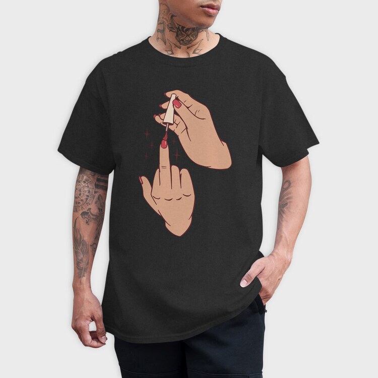 Middle Finger Nail Polish, Tricou Barbati (Unisex)