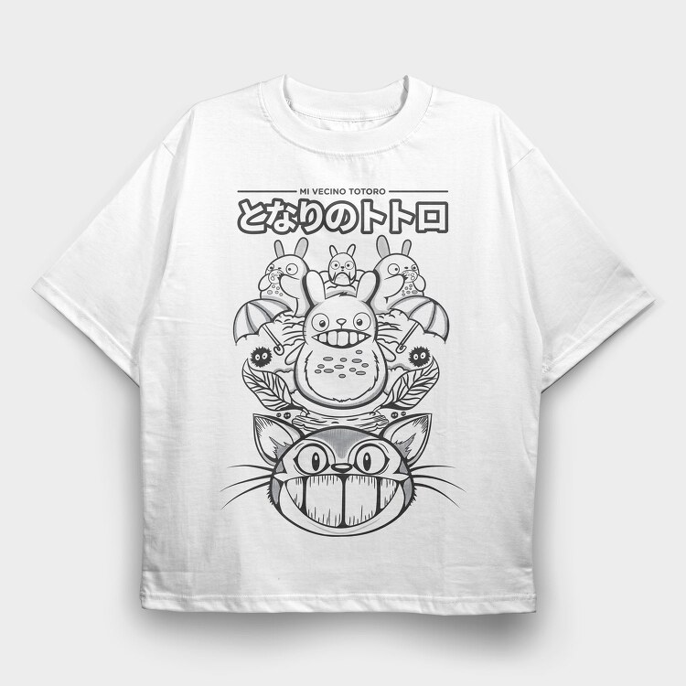 Totoros Midnight Cat Rebellion, Tricou Oversize Barbati (Unisex)