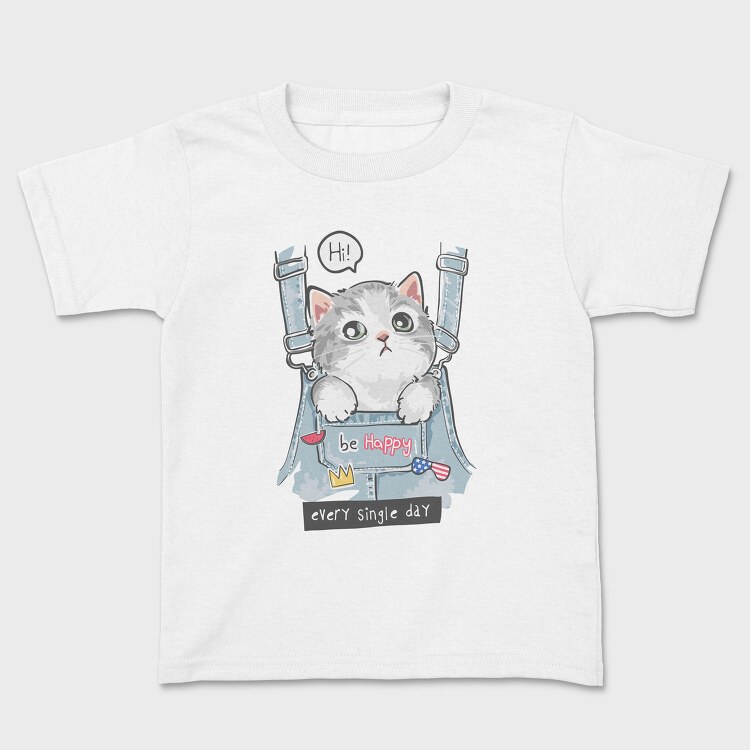 Cat In Jeans Vibes, Tricou Copii