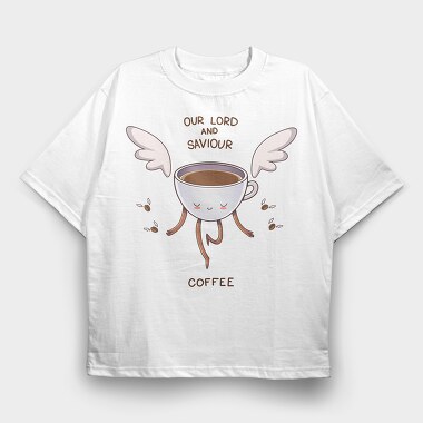 Flying Coffee Angel, Tricou Oversize Barbati (Unisex)