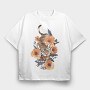 Tiger Floral Attitude, Tricou Oversize Barbati (Unisex)
