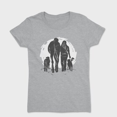 Tricou Femei, Girl Horse Dog