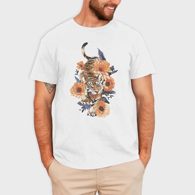 Tiger Floral Attitude, Tricou Barbati (Unisex)