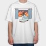 Feline Flame Rebellion, Tricou Oversize Barbati (Unisex)