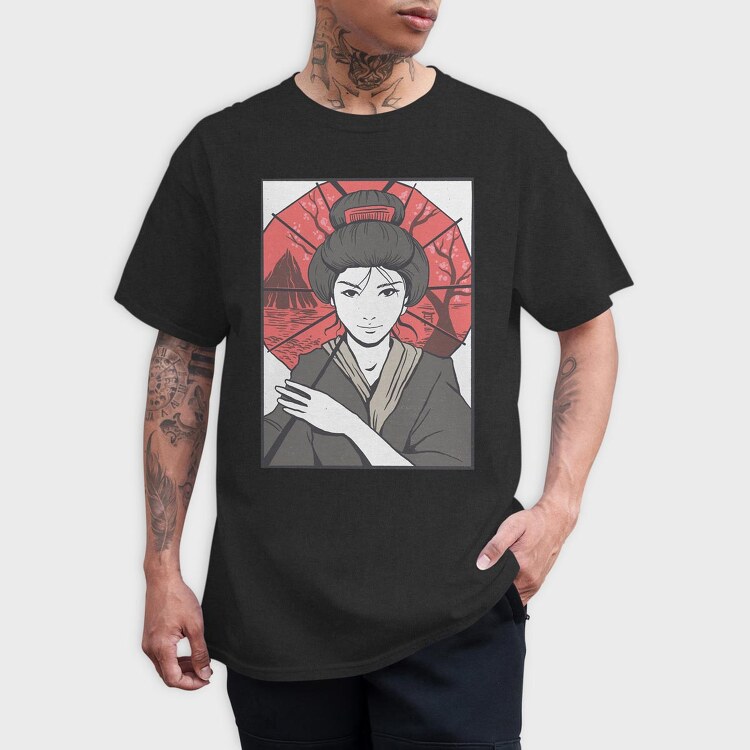 Geisha Umbrella, Tricou Barbati (Unisex)