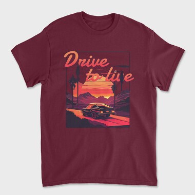 Tricou Barbati (Unisex), Car on Scenic Road Beautiful Sunset