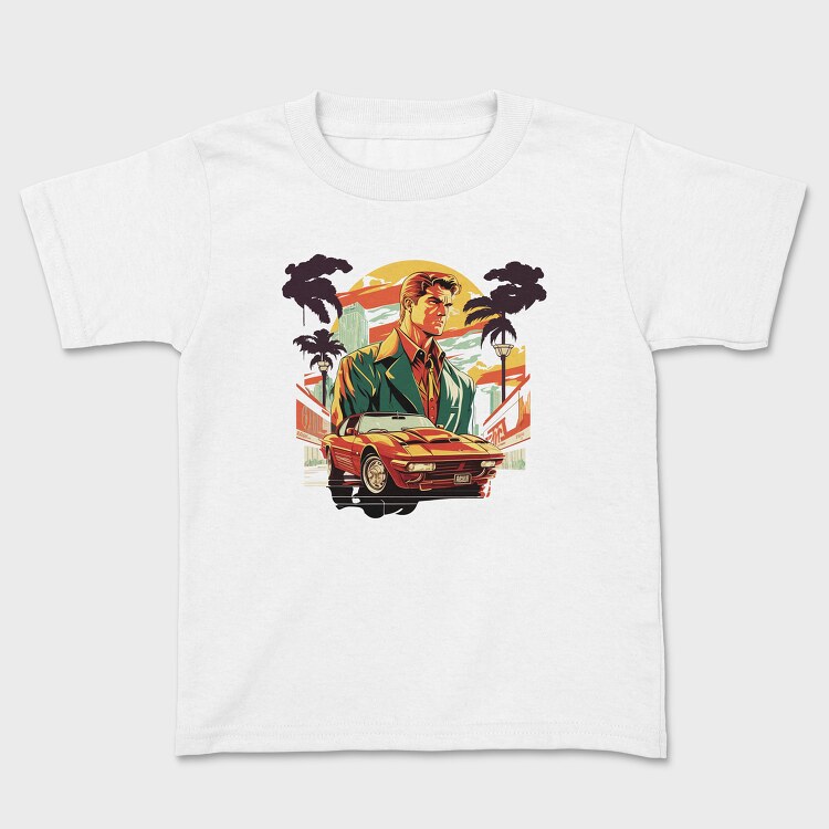 Classic Car Convertible Man Trees, Tricou Copii