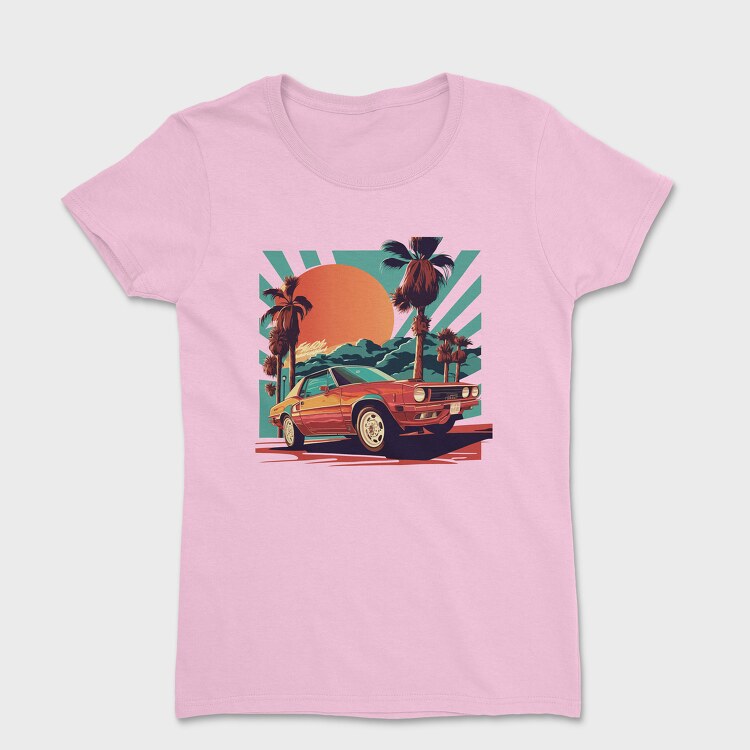 Tricou Femei, Classic Car Convertible With Scenic