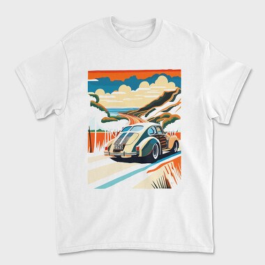 Tricou Barbati (Unisex), Classic Car Mountain Sunset Trees