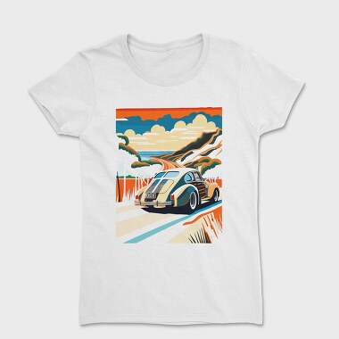 Classic Car Mountain Sunset Trees, Tricou Femei