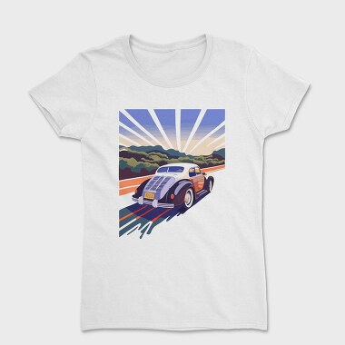 Classic Car Road Trees Sunset, Tricou Femei