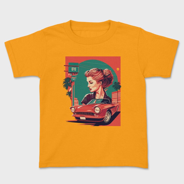 Tricou Copii, Classic Convertible Car Palm Tree