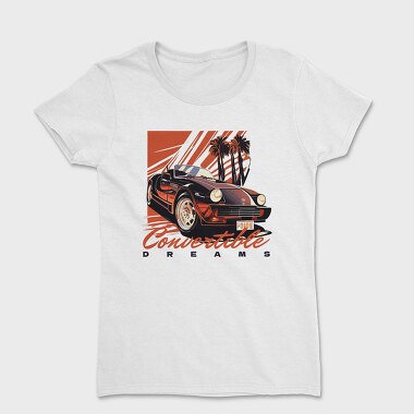 Classic Convertible Car Palm Trees, Tricou Femei