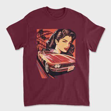 Classic Convertible With Woman and Trees, Tricou Barbati (Unisex)