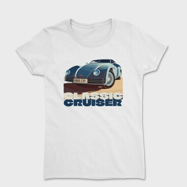 Classic Retro Car Front Perspective, Tricou Femei