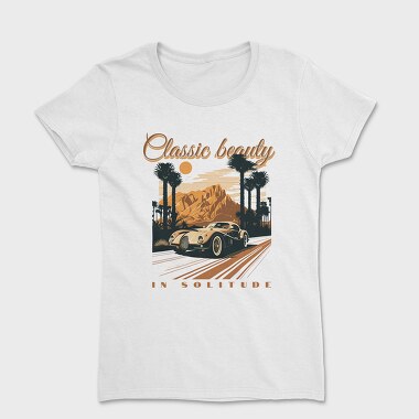 Classic Sports Car Road Mountains Palm Vintage, Tricou Femei