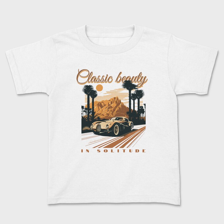 Tricou Copii, Classic Sports Car Road Mountains Palm Vintage