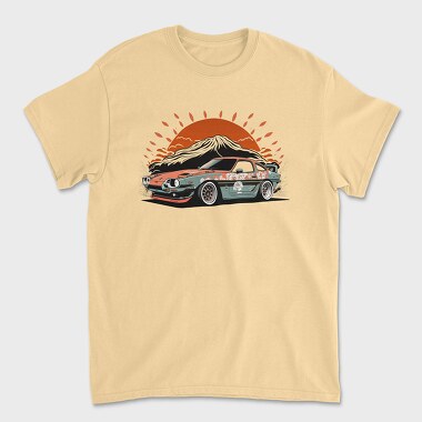 Custom Car Winged Sunset Mountain Manga, Tricou Barbati (Unisex)