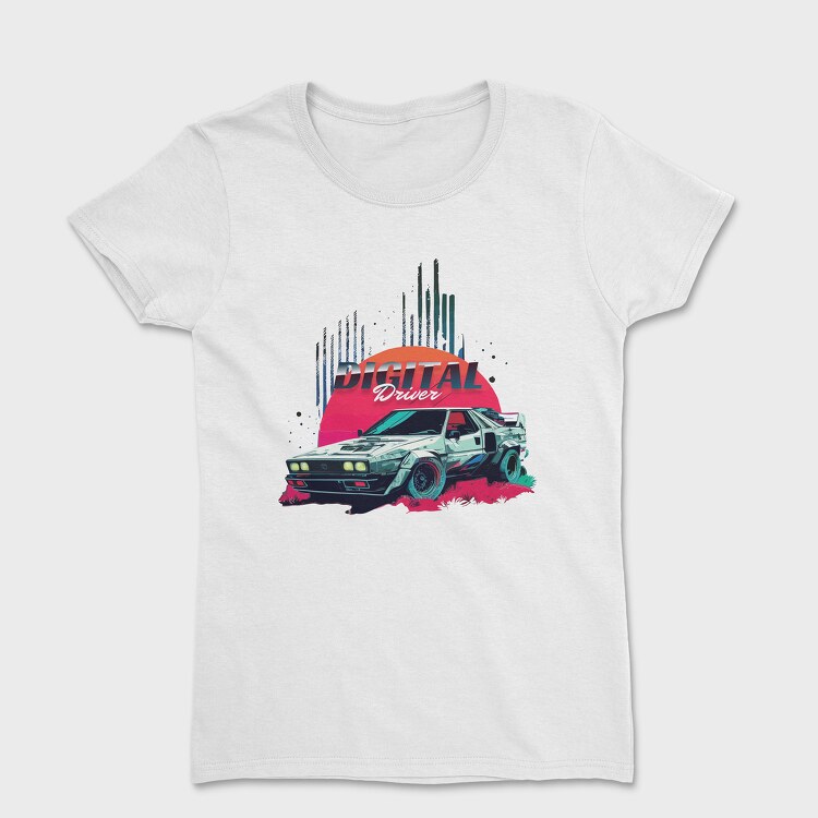 Tricou Femei, Digital Driver Futuristic Car Vaporwave