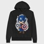 Captain America Chibi, Hanorac Oversize Barbati (Unisex)