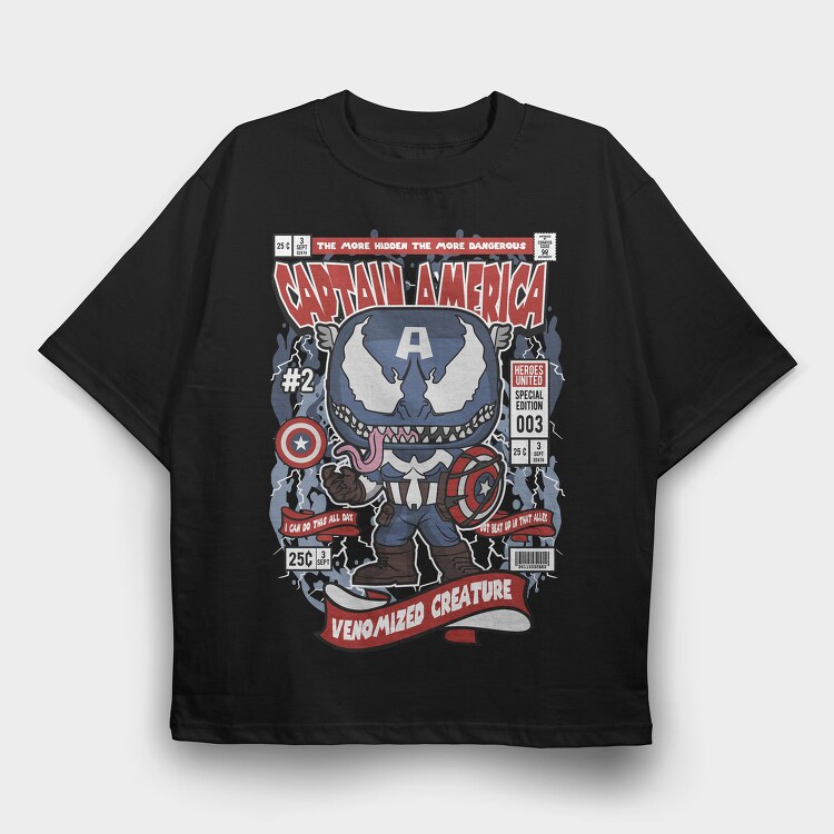 Captain Venomized, Tricou Oversize Barbati (Unisex)