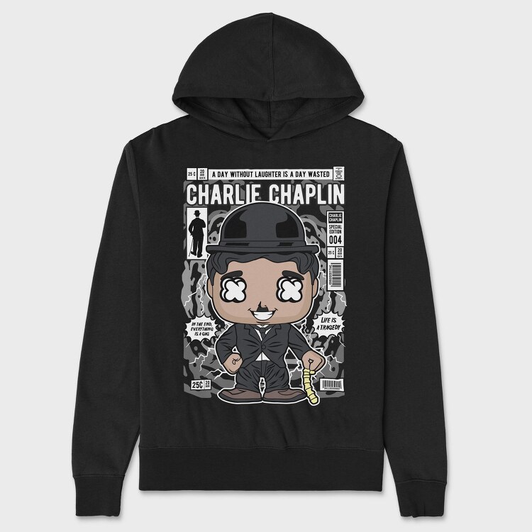 Charlie Chaplin Comic, Hanorac Oversize Barbati (Unisex)