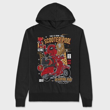 Deadpool Scooter Rider, Hanorac Oversize Barbati (Unisex)