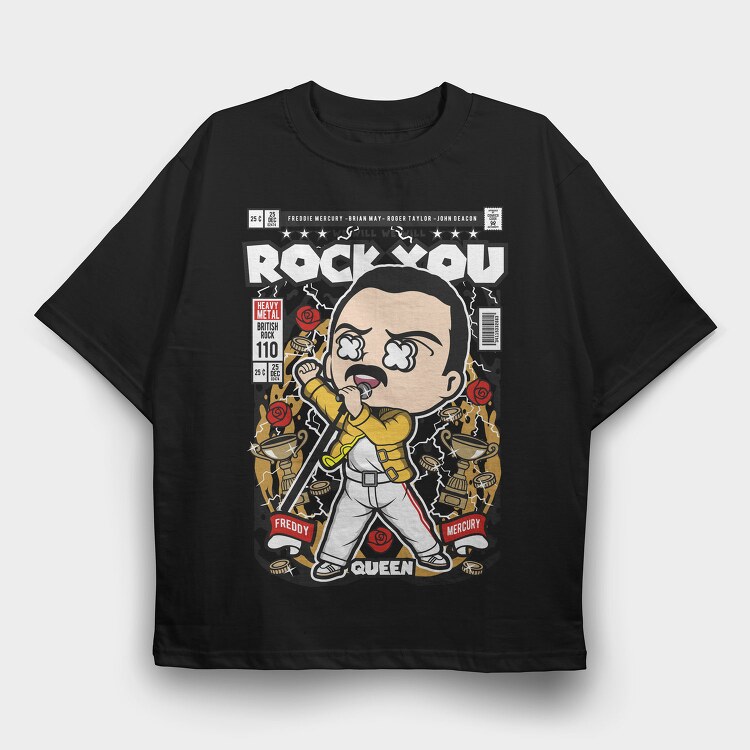 Freddie Rockstar, Tricou Oversize Barbati (Unisex)