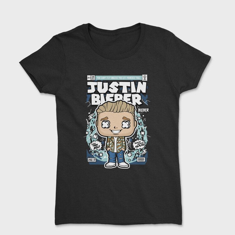 Justin Bieber Comic Pop Art, Tricou Femei