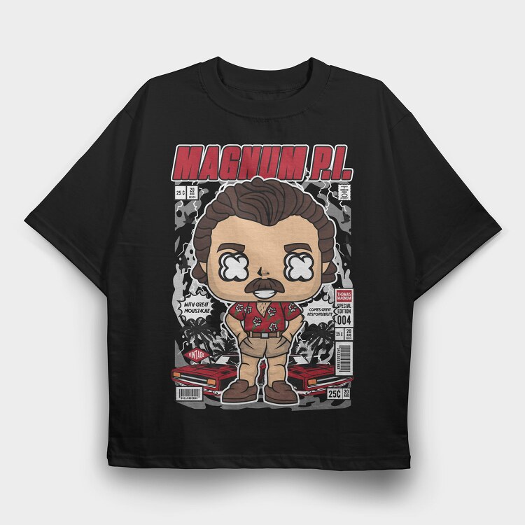 Magnus Mustache Man, Tricou Oversize Barbati (Unisex)