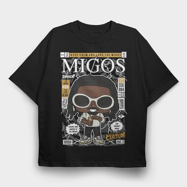 Migos Comic Culture, Tricou Oversize Barbati (Unisex)