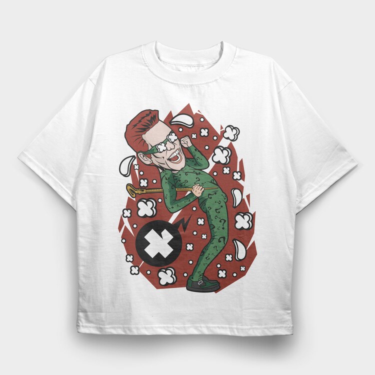 Question Mark Clown, Tricou Oversize Barbati (Unisex)