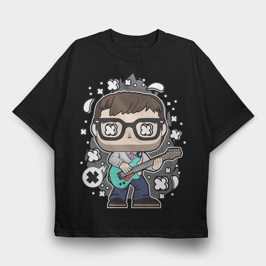 Rockstar Glasses Guitar, Tricou Oversize Barbati (Unisex)