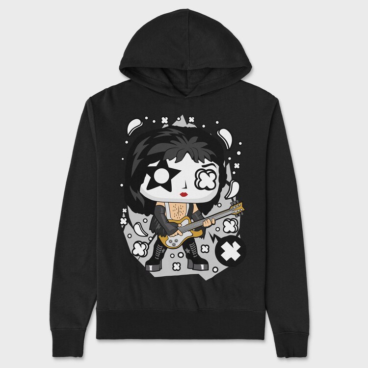 Rockstar Guitar Chibi, Hanorac Oversize Barbati (Unisex)