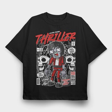Thriller Robot Skull, Tricou Oversize Barbati (Unisex)