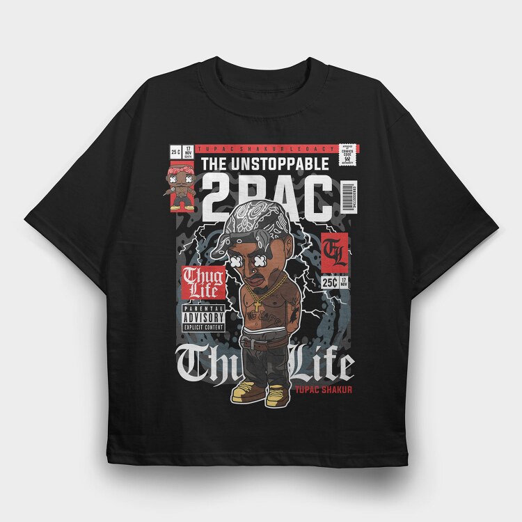 Tupac Legacy Streetwear, Tricou Oversize Barbati (Unisex)
