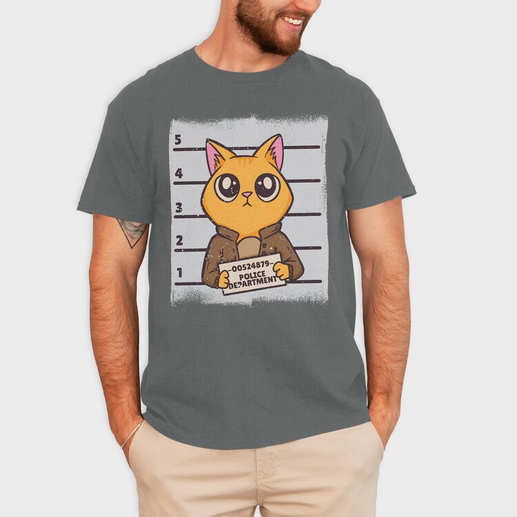 Mugshot Cat, Tricou Barbati (Unisex)