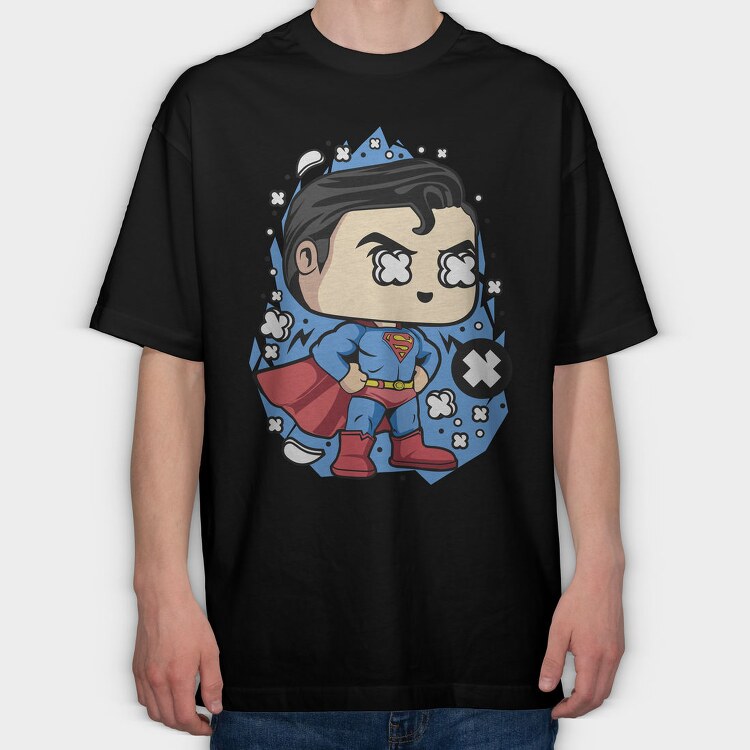 Superman Chibi Burst, Tricou Oversize Barbati (Unisex)
