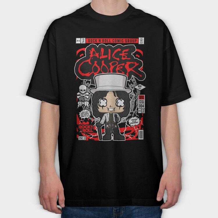 Alice Cooper Rock Roll, Tricou Oversize Barbati (Unisex)