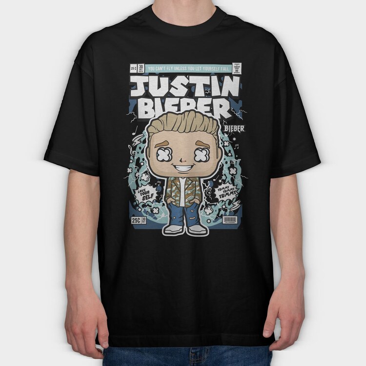 Justin Bieber Comic Pop Art, Tricou Oversize Barbati (Unisex)