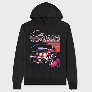 Classic Car Sunset Classic Beauty, Hanorac Oversize Barbati (Unisex)